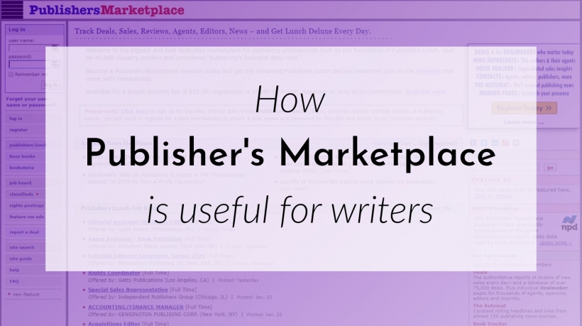Banner: How Publisher's Marketplace is useful for writers